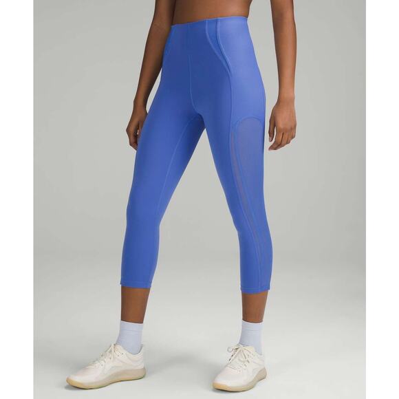 NWT LULULEMON Everlux Mesh Super-High-Rise Training Crop 21" Sz 2 Wild Indigo - Picture 2 of 11
